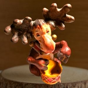 George Good Corp. Whimsical Ceramic Reindeer Playing Drum signed by Beth Barton
